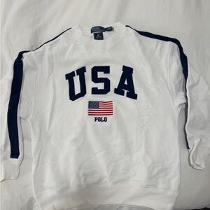 Polo by Ralph Lauren USA Olympics Appliqué Crewneck Sweatshirt - White/Navy